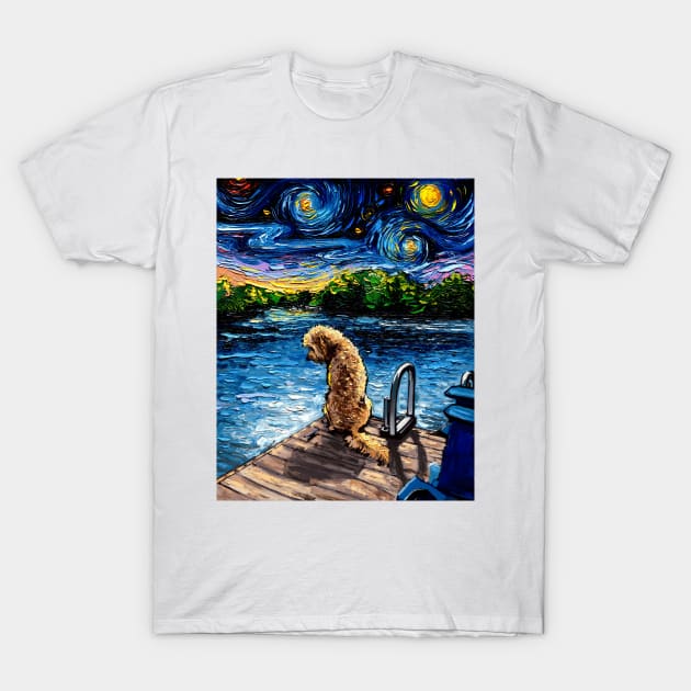 Goldendoodle Night 3 T-Shirt by sagittariusgallery